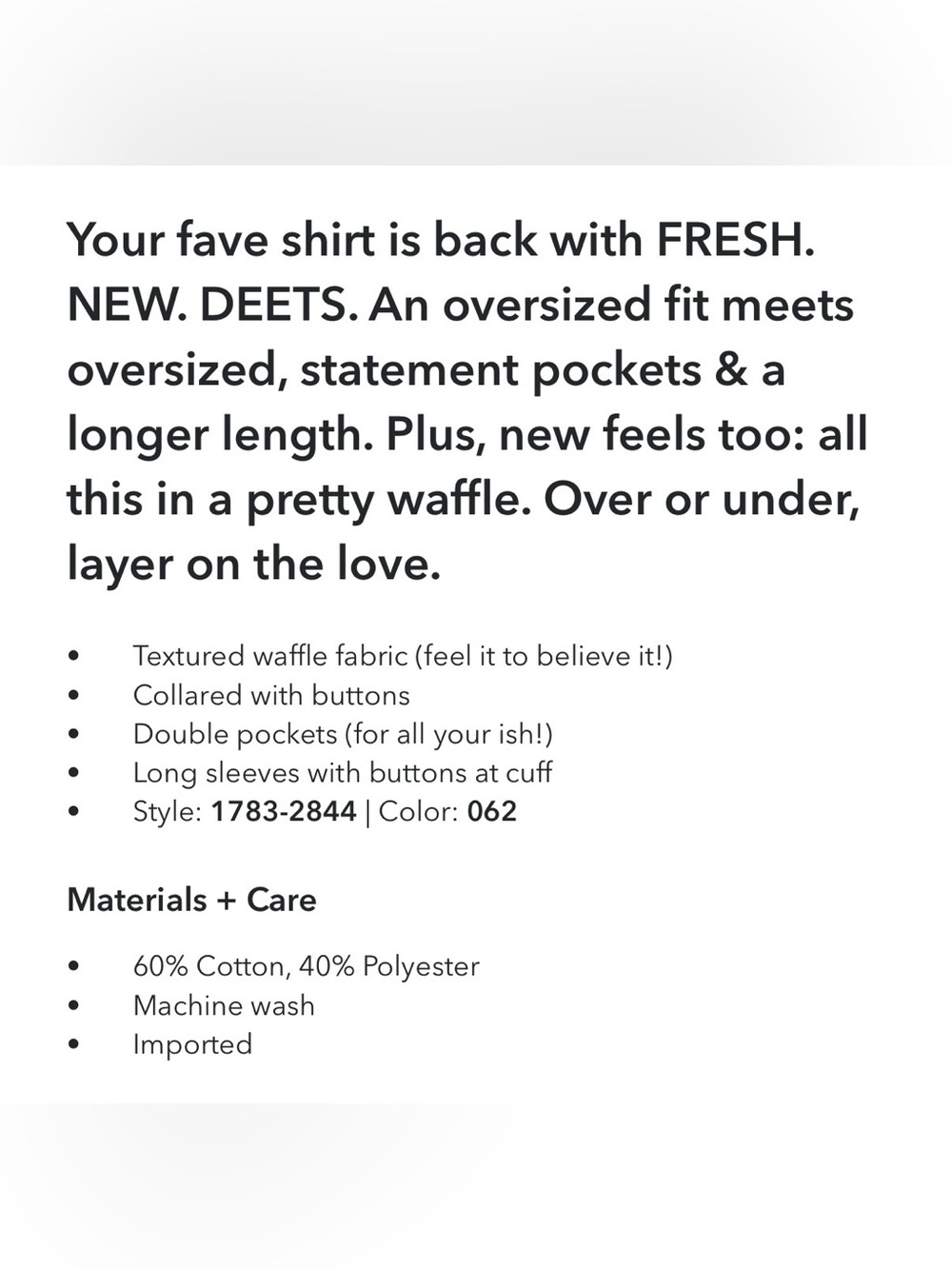 Aerie Cream Waffle Shirt - Picture 6 of 6